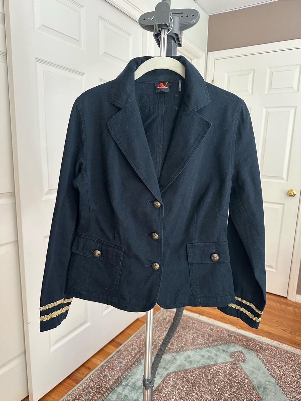 Adrienne Vittadini cotton Marine Style jacket with gold rope accents